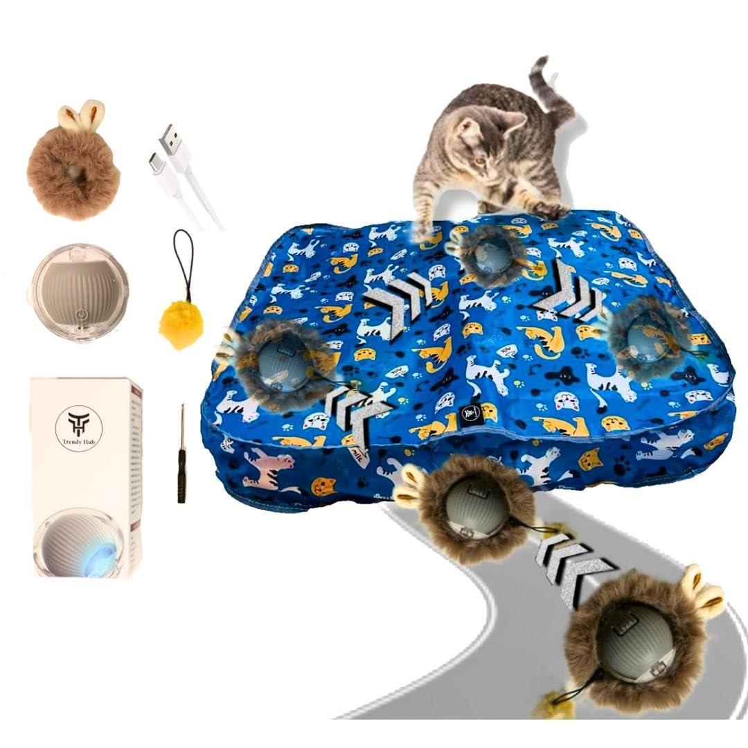 Trendy Hub 2025 Upgrade Interactive Cat Toys, Fast Rolling Led Ball With Pouch, Automatic Motion Activated Ball; Hide And Seek G